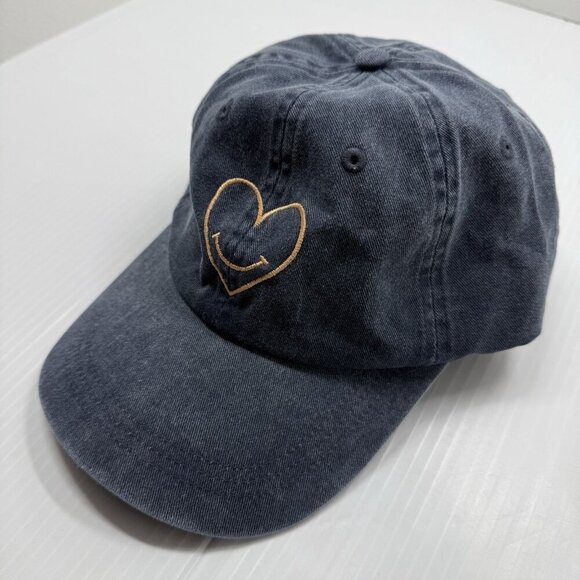 Cinq à Sept Denim Hat Women's Heart Smiley Face Cap Blue Dad Hat OS NWOT Comfy - Picture 3 of 8